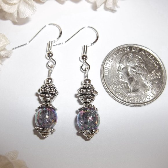 Funky Purple Beaded Earring Set Handmade NWT 4146 - Picture 2 of 7